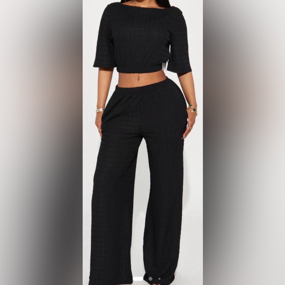 Fashion Nova Day Plans Textured Pant set size 2X NWT